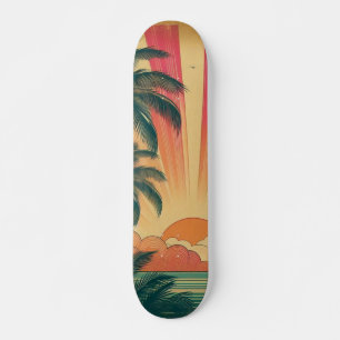 Skateboard Terraza tropical retro/vintage/puesta de sol hawai