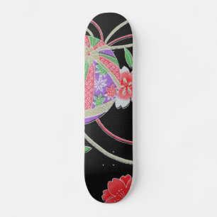 Skateboard Textil japonés de KIMONO, patrón florete