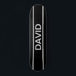 Skateboard Texto de personalizable | Negra y blanca moderna<br><div class="desc">Audaz aspecto contemporáneo.</div>