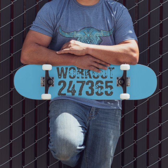 Skateboard Texto desgastado y raspado Workout 247365 azul (Exterior 3)