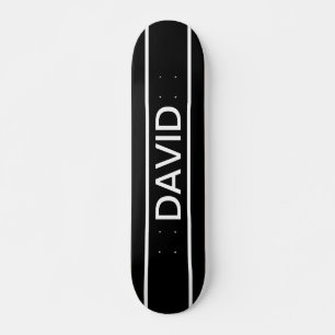 Skateboard Texto personalizable Negro y blanco moderno y ne