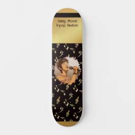 Skateboard Texto personalizado + foto k-pop fan falso oro