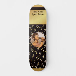 Skateboard Texto personalizado + foto k-pop fan falso oro