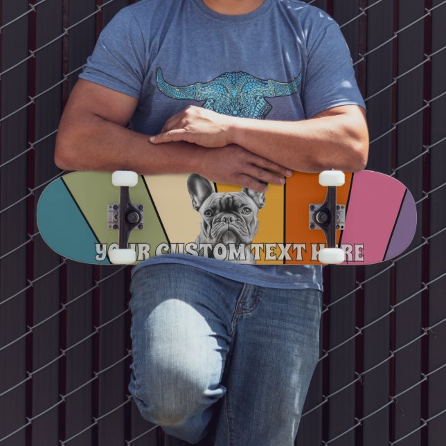 Skateboard Texto Personalizado Retro Genial Genial Arcoíris B (Exterior 3)