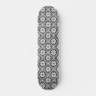 Skateboard Textura de encaje aislada blanca sobre fondo negro