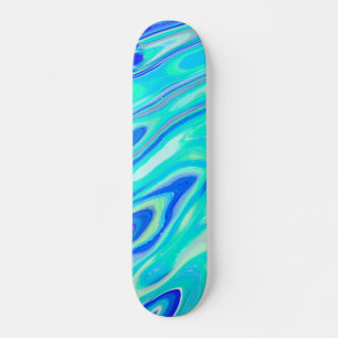 Skateboard Textura de mármol azul Aqua Resumen Patrón líquido