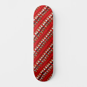 Skateboard Textura de tela de raya diagonal delgada roja y do