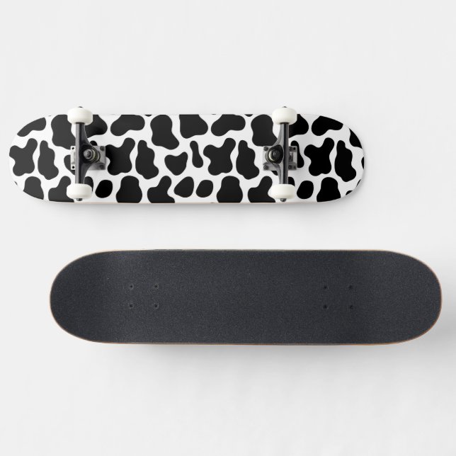 Skateboard Textura de vaca en blanco y negro (Horz)