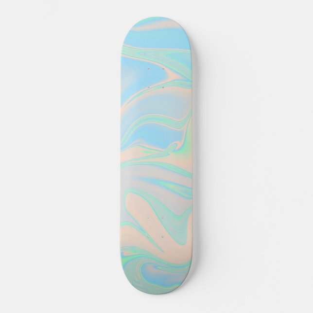 Skateboard Textura iridiscente holográfica líquida (Anverso)