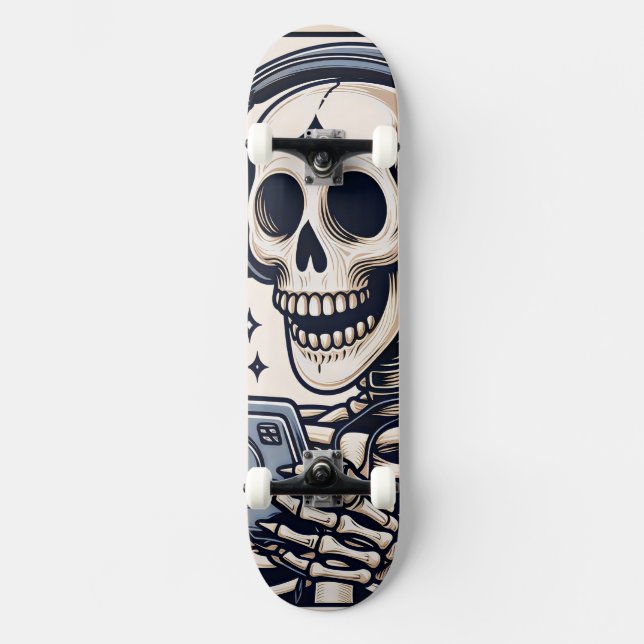 Skateboard The Gamer Skeleton Tarot Card (Anverso)