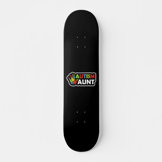 Skateboard Tía De Autismo En Conciencia De Autismo (Anverso )