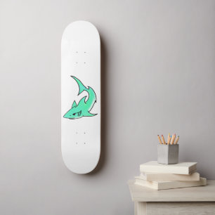 Skateboard tiburón sonriente de dibujos animados azul verde m