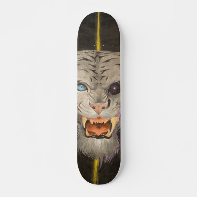 Skateboard Tigre blanco dividido en dos versiones opuestas (Anverso )