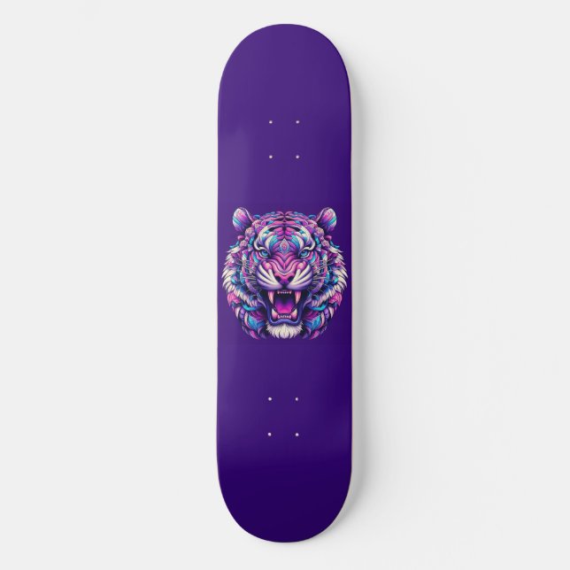 Skateboard Tigre colorido (Anverso)