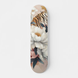 Skateboard Tigre floral rústico vintage elegante