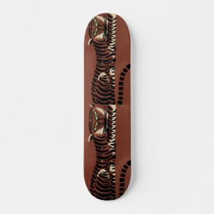 Skateboard Tigre - Ilustracion de libros anticuario y colorid