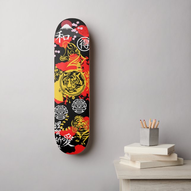 Skateboard Tigre japonés, asiático, cultura de medios mixtos, (Arte de la pared)
