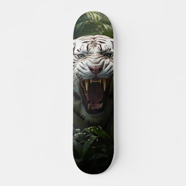 Skateboard Tigre Siberiano Blanco Agresivo (Anverso )