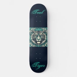 Skateboard Tigre verde azulado en plaza desplazable