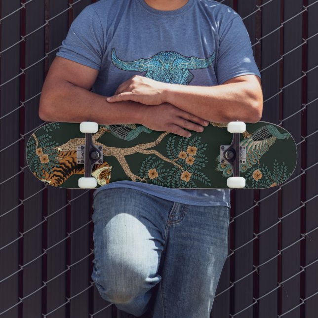 Skateboard Tigre y pavo real (Exterior 3)