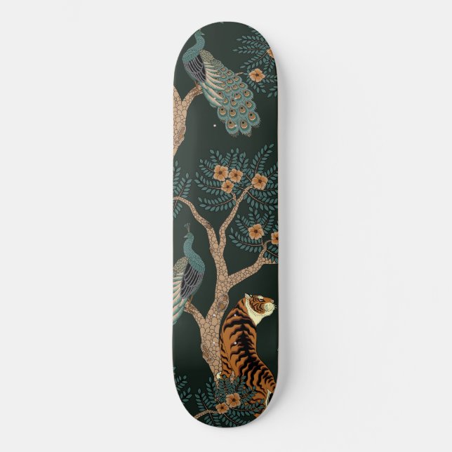 Skateboard Tigre y pavo real (Anverso)