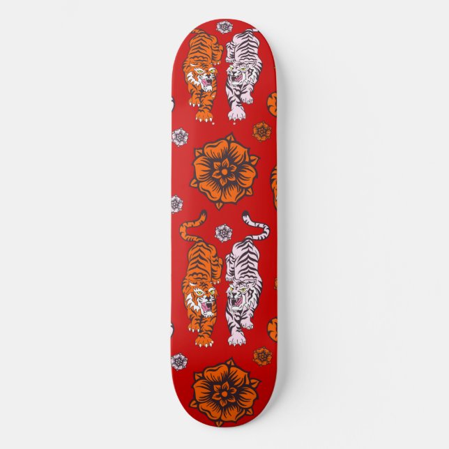 Skateboard Tigres rojos para patinar (Anverso)
