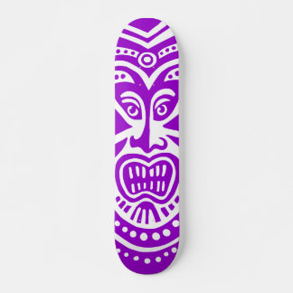 Skateboard Tiki Mask Style - Purple on Wood (Retro)