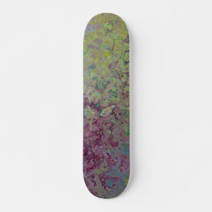 Skateboard Tinta colorida de alcohol, resumen verde y borgoño
