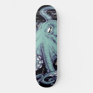 Skateboard Tinta de mapa Verde azulado octopus