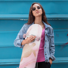 Skateboard Tinta de mármol rosa de tortuga de oro Rosa 