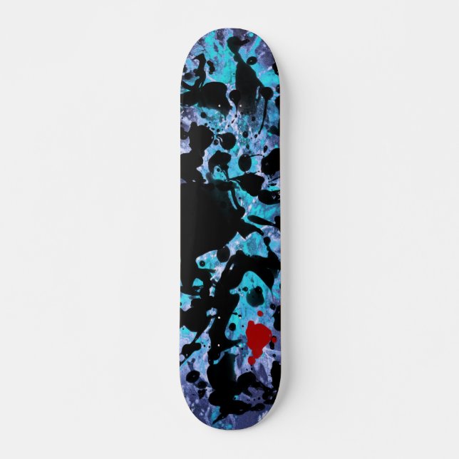 Skateboard Tinta NEGRA | mancha azul (Anverso )