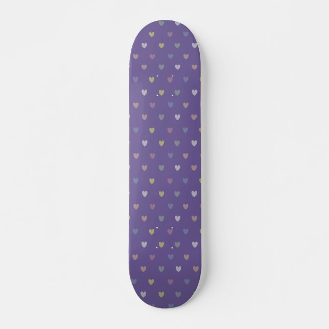 Skateboard Tiny polka hearts on Ultra Violet Purple (Anverso )