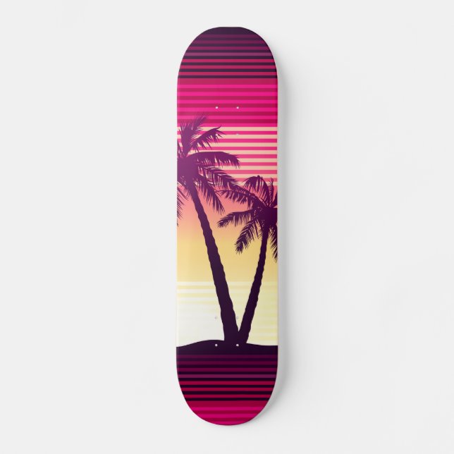 Skateboard Tiras de atardecer tropicales (Anverso)