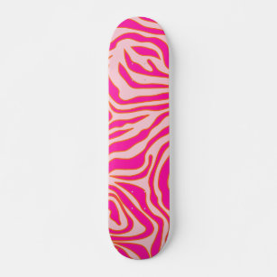 Skateboard Tiras de cebra Naranja rosado Impresión de animale