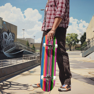Skateboard Tiras de manta mexicana serape colorido México