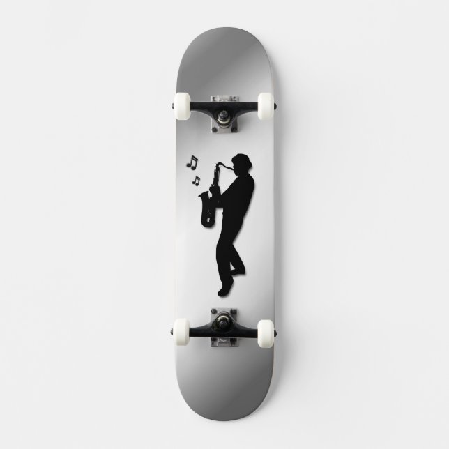 Skateboard Toca el saxofón plateado (Anverso)