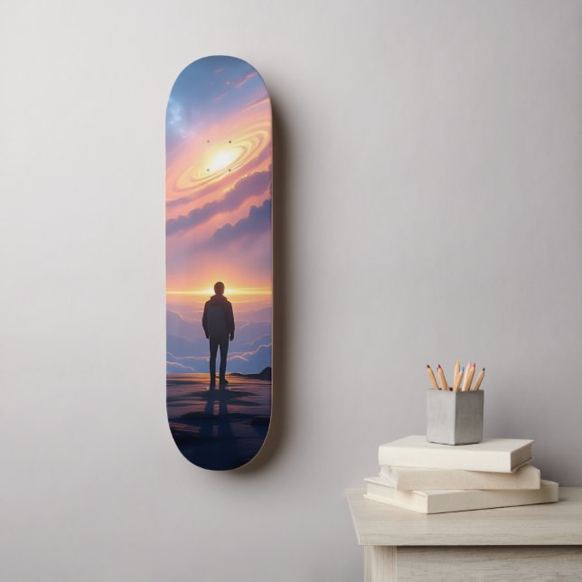 Skateboard Tocando el infinito en la cima del mundo (Arte de la pared)