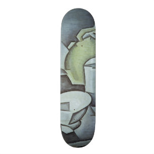 Skateboard Todavía vida con una botella de vino y de un