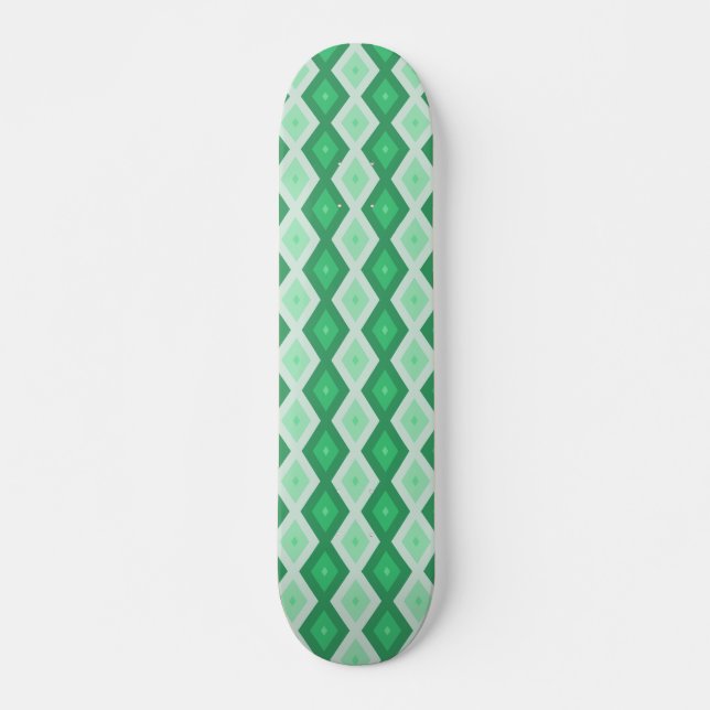 Skateboard Tonos de patrón de diamante verde (Anverso )