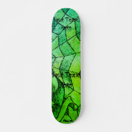Skateboard tonos verdes de chevron cobweb arte retro abstract