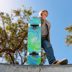 Skateboard Torbellino fresco abstracto retro de aqua y verde