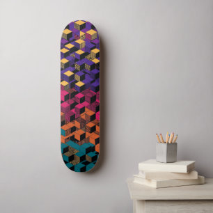 Skateboard Torre de cubo isométrico 3D en negrita - Patrón ge