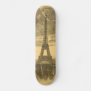 Skateboard Torre Eiffel París del vintage