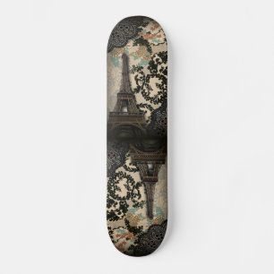 Skateboard torreón de parís eiffel floral bohemio