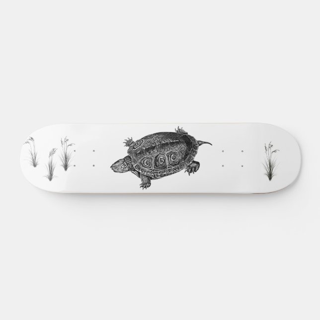 Skateboard Tortuga acuática negra y blanca (Horz)