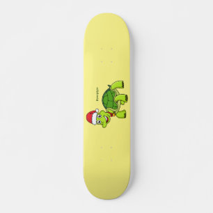 Skateboard Tortuga alegre lindo con sombrero de Santa