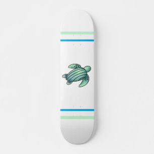 Skateboard tortuga marina pintada con acuarela azul verde de 