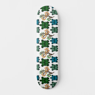 Skateboard Tortuga Marina Tropical Patrón Floral   Océano Cos