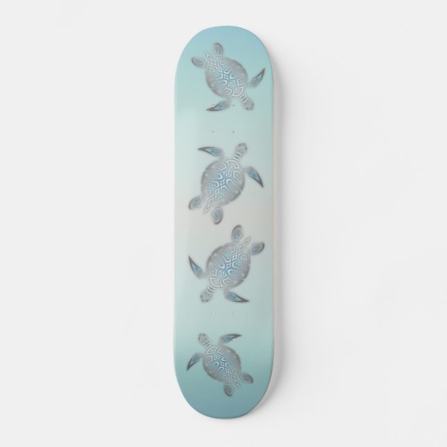 Skateboard Tortugas plateadas estilo playa (Anverso)
