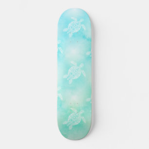 Skateboard Tortugas Turquesas Patrón Tropical Costero